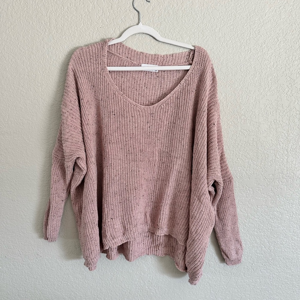 Carly Jean Los Angeles Pink V-Neck Sweater